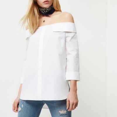 White bardot shirt